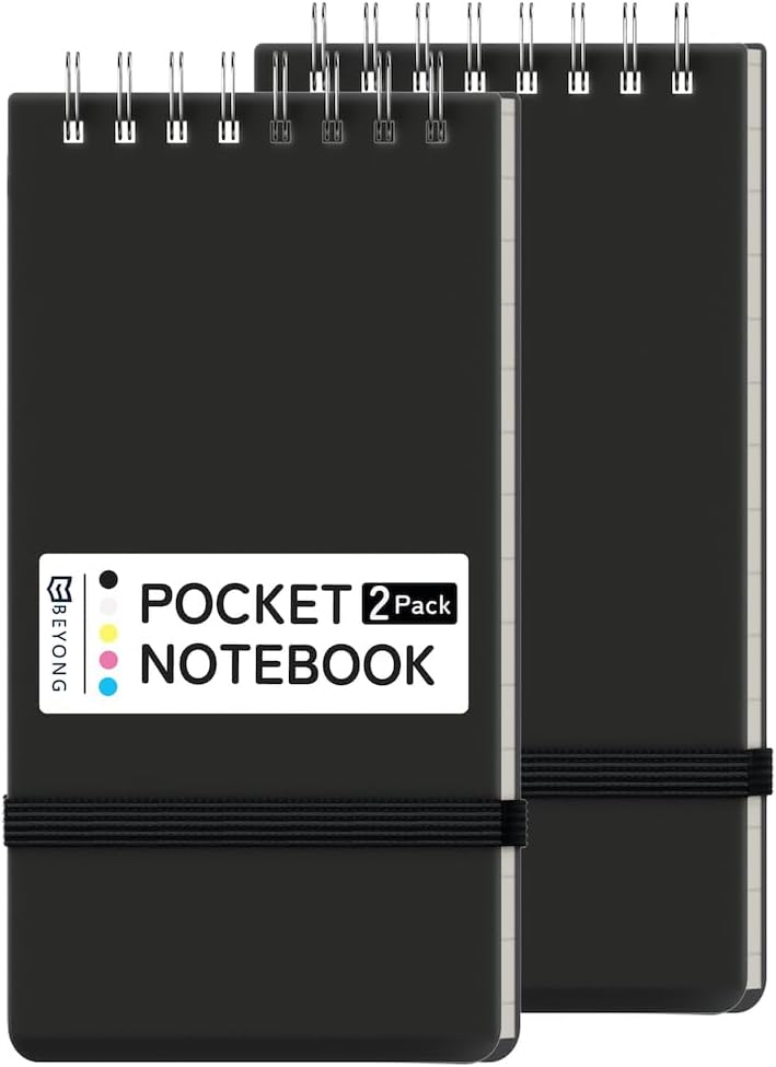 Beyong Small Pocket Notebook Journal, Mini Notepad Spiral Notebooks for Work School (Black, 3x5) - Image 1